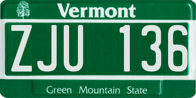 VT license plate ZJU136