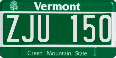 VT license plate ZJU150
