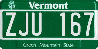 VT license plate ZJU167