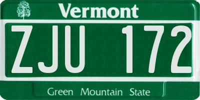VT license plate ZJU172