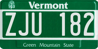 VT license plate ZJU182
