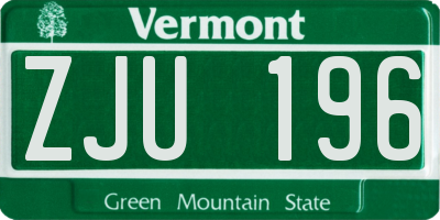 VT license plate ZJU196