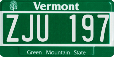 VT license plate ZJU197