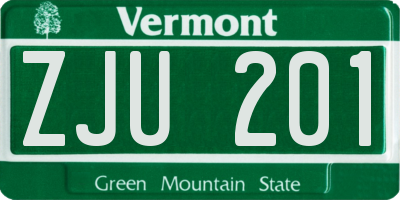 VT license plate ZJU201