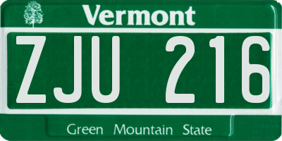 VT license plate ZJU216