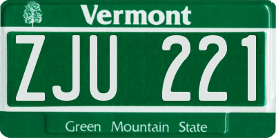 VT license plate ZJU221