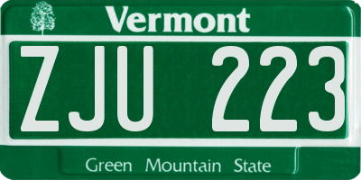 VT license plate ZJU223