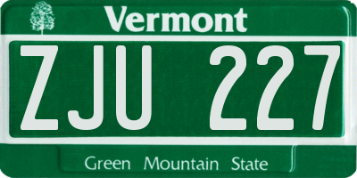 VT license plate ZJU227
