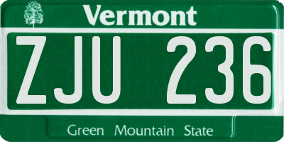 VT license plate ZJU236