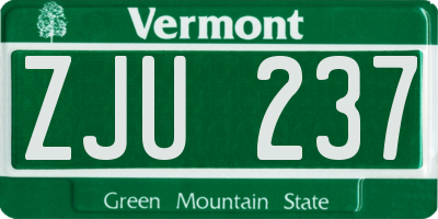 VT license plate ZJU237