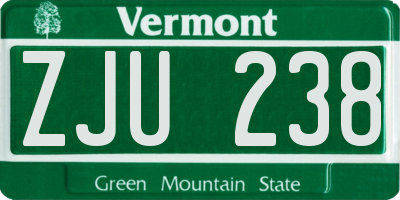 VT license plate ZJU238