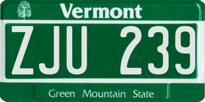 VT license plate ZJU239