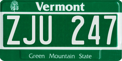 VT license plate ZJU247