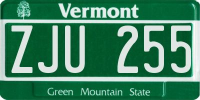 VT license plate ZJU255