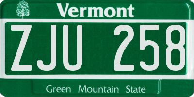 VT license plate ZJU258