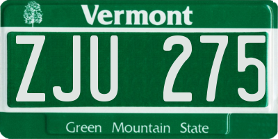 VT license plate ZJU275
