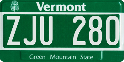 VT license plate ZJU280