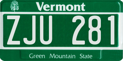VT license plate ZJU281