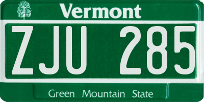 VT license plate ZJU285