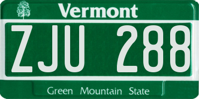 VT license plate ZJU288