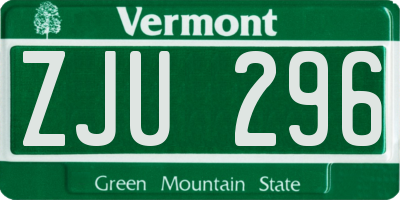 VT license plate ZJU296
