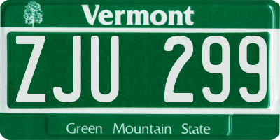 VT license plate ZJU299