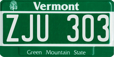 VT license plate ZJU303