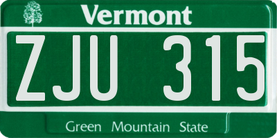 VT license plate ZJU315