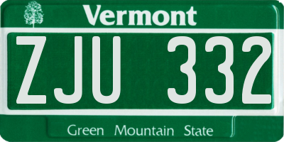 VT license plate ZJU332