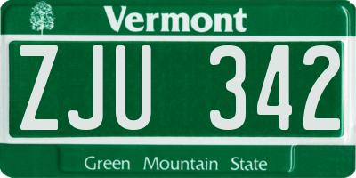 VT license plate ZJU342