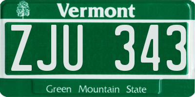 VT license plate ZJU343