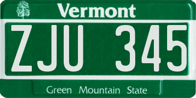 VT license plate ZJU345