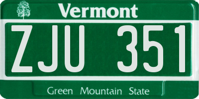 VT license plate ZJU351