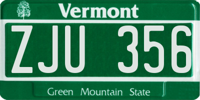 VT license plate ZJU356