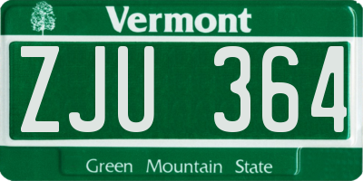 VT license plate ZJU364