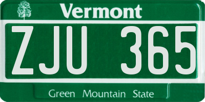 VT license plate ZJU365
