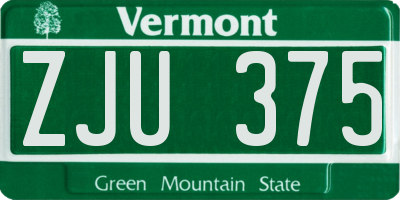 VT license plate ZJU375