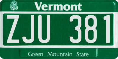 VT license plate ZJU381