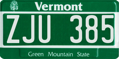 VT license plate ZJU385