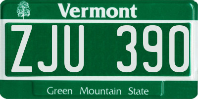 VT license plate ZJU390