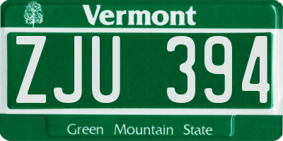 VT license plate ZJU394