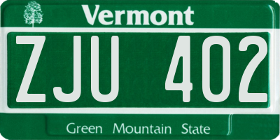 VT license plate ZJU402