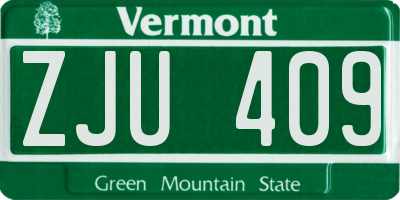 VT license plate ZJU409