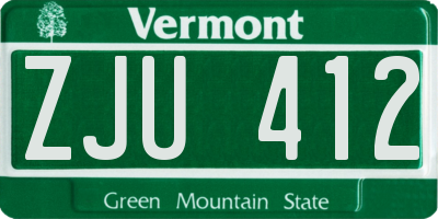 VT license plate ZJU412