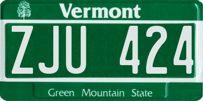 VT license plate ZJU424