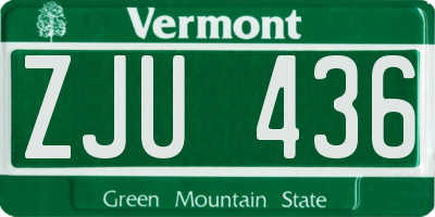 VT license plate ZJU436