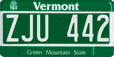 VT license plate ZJU442