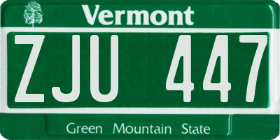 VT license plate ZJU447