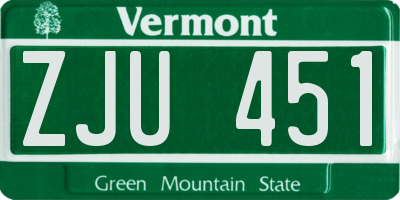 VT license plate ZJU451