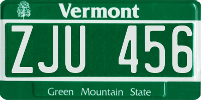 VT license plate ZJU456
